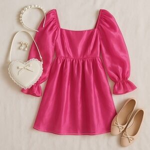 Allison + Kelly Barbie Pink Puff Sleeve Party Dress | Size S | NWT